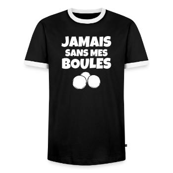 pétanque, bouliste, terrain de pétanque - T-shirt contrasté Homme - noir/blanc - Devant - AI Model Female 172 light (172cm) & AI Model Male 178 light (178cm)