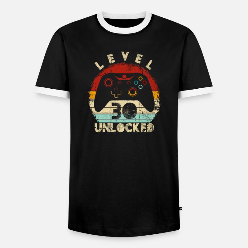 Levelfreigeschalteter Controller Retro - Männer Kontrast-T-Shirt - Schwarz/Weiß