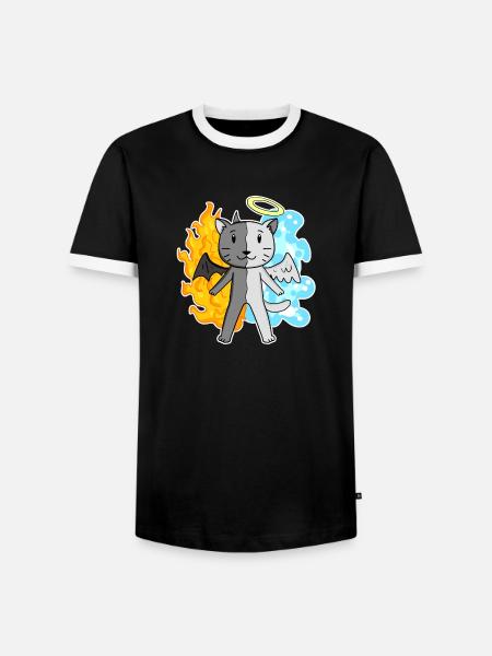Katze Katzenrasse Britisch Kurzhaar - Männer Kontrast-T-Shirt - Schwarz/Weiß