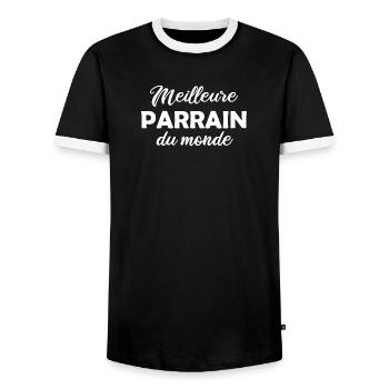 Meilleur Parrain du Monde - T-shirt contrasté Homme - noir/blanc - Devant - AI Model Female 172 light (172cm) & AI Model Male 178 light (178cm)