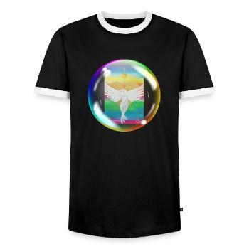 Rainbow Angel of Love Sonja Ariel von Staden - Men's Ringer Shirt - black/white - Front - AI Model Female 172 light (172cm) & AI Model Male 178 light (178cm)