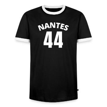Nantes, Nantais, Nantaise, 44 - T-shirt contrasté Homme - noir/blanc - Devant - AI Model Female 172 light (172cm) & AI Model Male 178 light (178cm)