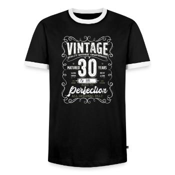 Typographie vintage du 30e anniversaire - T-shirt contrasté Homme - noir/blanc - Devant - AI Model Female 172 light (172cm) & AI Model Male 178 light (178cm)