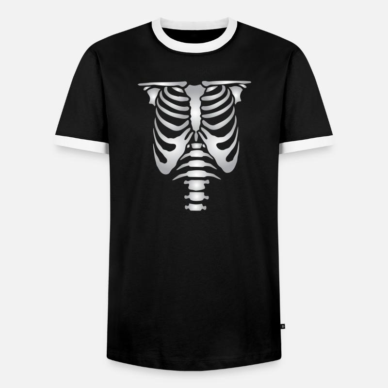 Human skeleton bones torso - Men's Ringer Shirt - black/white