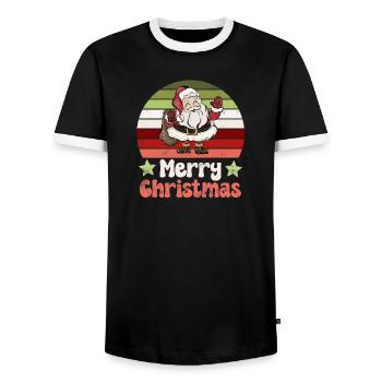 Weihnachtsmann Nikolaus Vintage Nostalgisch - Männer Kontrast-T-Shirt - Schwarz/Weiß - Vorne - AI Model Female 172 light (172cm) & AI Model Male 178 light (178cm)