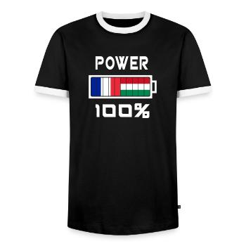 La Hongrie et France Power 100 % - T-shirt contrasté Homme - noir/blanc - Devant - AI Model Female 172 light (172cm) & AI Model Male 178 light (178cm)