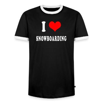 J'adore le snowboard - T-shirt contrasté Homme - noir/blanc - Devant - AI Model Female 172 light (172cm) & AI Model Male 178 light (178cm)