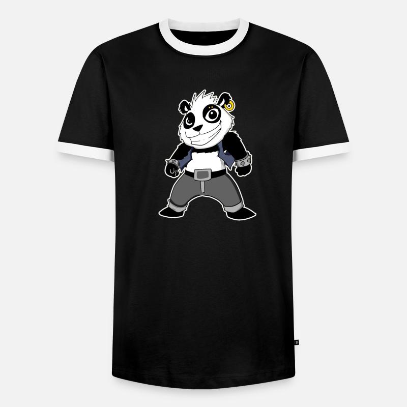 Cool Panda - Männer Kontrast-T-Shirt - Schwarz/Weiß