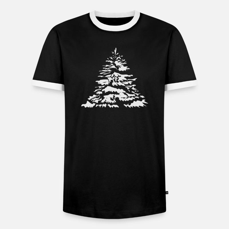 schneebedeckter Christbaum oder Tannenbaum - Männer Kontrast-T-Shirt - Schwarz/Weiß