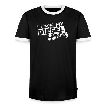 I Like My Diesel Dirty - Funny Dirty Diesel Car - Men's Ringer Shirt - black/white - Front - AI Model Female 172 light (172cm) & AI Model Male 178 light (178cm)