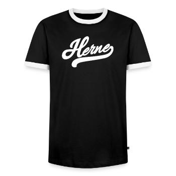 Herne Retro - Men's Ringer Shirt - black/white - Front - AI Model Female 172 light (172cm) & AI Model Male 178 light (178cm)