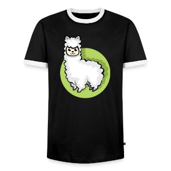 Alpaca icon animal cute sheep cartoon comic icon - Men's Ringer Shirt - black/white - Front - AI Model Female 172 light (172cm) & AI Model Male 178 light (178cm)