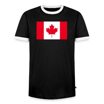 Hol dir jetzt unsere Kanada-Flaggen - Männer Kontrast-T-Shirt - Schwarz/Weiß - Vorne - AI Model Female 172 light (172cm) & AI Model Male 178 light (178cm)