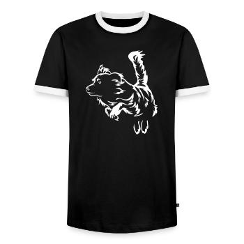 Australian Shepherd "Black Edition" - Men's Ringer Shirt - black/white - Front - AI Model Female 172 light (172cm) & AI Model Male 178 light (178cm)