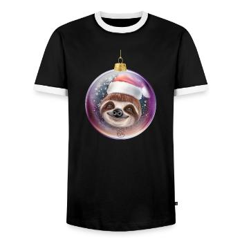 Lustiges Faultier zu Weihnachten - Männer Kontrast-T-Shirt - Schwarz/Weiß - Vorne - AI Model Female 172 light (172cm) & AI Model Male 178 light (178cm)