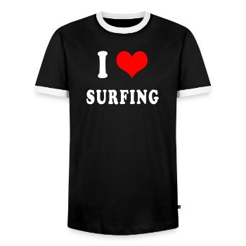 J'adore le surf - T-shirt contrasté Homme - noir/blanc - Devant - AI Model Female 172 light (172cm) & AI Model Male 178 light (178cm)