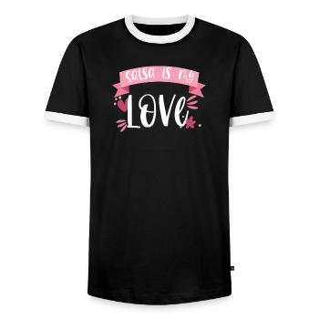 La salsa est mon amour! Cadeau Latino Dancer - T-shirt contrasté Homme - noir/blanc - Devant - AI Model Female 172 light (172cm) & AI Model Male 178 light (178cm)