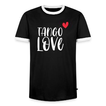 Dancer dance dance couple gift Tango Love! - Men's Ringer Shirt - black/white - Front - AI Model Female 172 light (172cm) & AI Model Male 178 light (178cm)