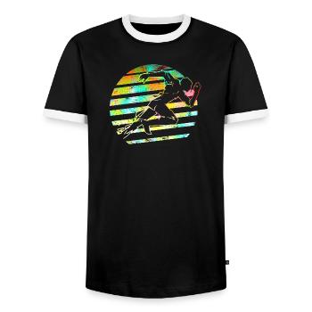 Sprint / Course / Athlète / Course à pied / Atheltik - T-shirt contrasté Homme - noir/blanc - Devant - AI Model Female 172 light (172cm) & AI Model Male 178 light (178cm)
