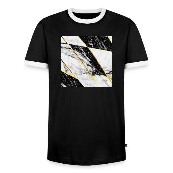 Marbre Noir Blanc Or Mosaïque Géométrique - T-shirt contrasté Homme - noir/blanc - Devant - AI Model Female 172 light (172cm) & AI Model Male 178 light (178cm)