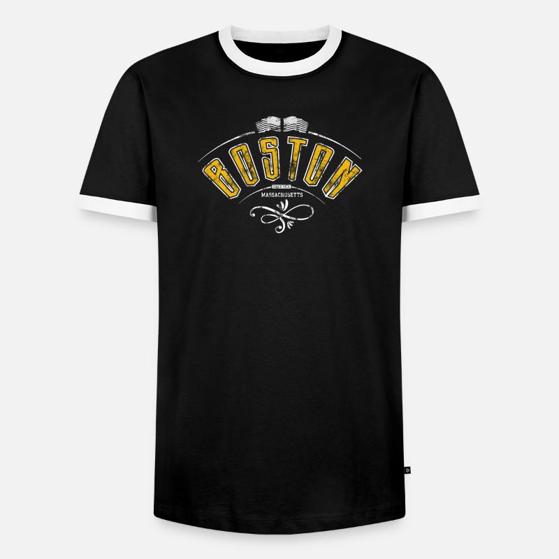 Boston Grunge-Effekt - Männer Kontrast-T-Shirt - Schwarz/Weiß