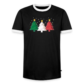 Christmas trees Italy Italian flag - Men's Ringer Shirt - black/white - Front - AI Model Female 172 light (172cm) & AI Model Male 178 light (178cm)