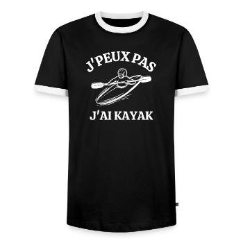 kayak, fan de kayak, canoë-kayak - T-shirt contrasté Homme - noir/blanc - Devant - AI Model Female 172 light (172cm) & AI Model Male 178 light (178cm)