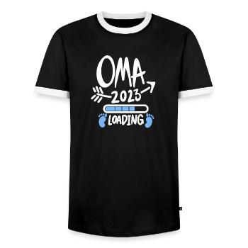 Oma 2023 - Werdende Oma 2023 - Männer Kontrast-T-Shirt - Schwarz/Weiß - Vorne - AI Model Female 172 light (172cm) & AI Model Male 178 light (178cm)