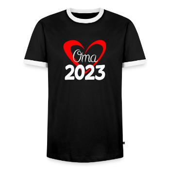 Oma 2023 - Werdende Oma 2023 - Männer Kontrast-T-Shirt - Schwarz/Weiß - Vorne - AI Model Female 172 light (172cm) & AI Model Male 178 light (178cm)