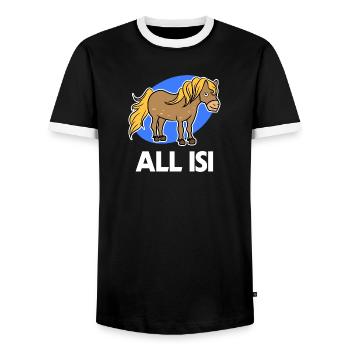 Pferdenarr Statement Islandpferde Islandponys Pony - Männer Kontrast-T-Shirt - Schwarz/Weiß - Vorne - AI Model Female 172 light (172cm) & AI Model Male 178 light (178cm)