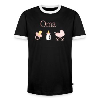 Oma Geburt Mädchen Vorlage personalisierbar - Männer Kontrast-T-Shirt - Schwarz/Weiß - Vorne - AI Model Female 172 light (172cm) & AI Model Male 178 light (178cm)