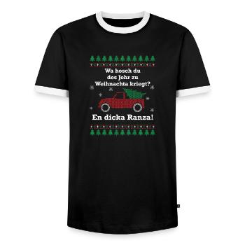 Wa hosch du des Johr zu Weihnachta kriegt? - Männer Kontrast-T-Shirt - Schwarz/Weiß - Vorne - AI Model Female 172 light (172cm) & AI Model Male 178 light (178cm)