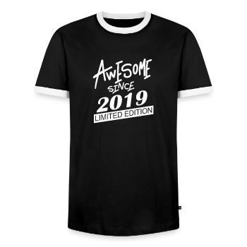 2019 - Jahrgang 2019 - Fantastisch seit 2019 - Männer Kontrast-T-Shirt - Schwarz/Weiß - Vorne - AI Model Female 172 light (172cm) & AI Model Male 178 light (178cm)