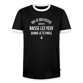 femme, femme humour - T-shirt contrasté Homme - noir/blanc - Devant - AI Model Female 172 light (172cm) & AI Model Male 178 light (178cm)