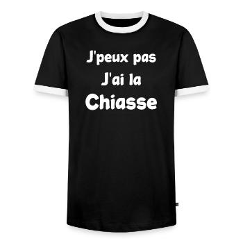 J'peux pas j'ai la chiasse humour - T-shirt contrasté Homme - noir/blanc - Devant - AI Model Female 172 light (172cm) & AI Model Male 178 light (178cm)