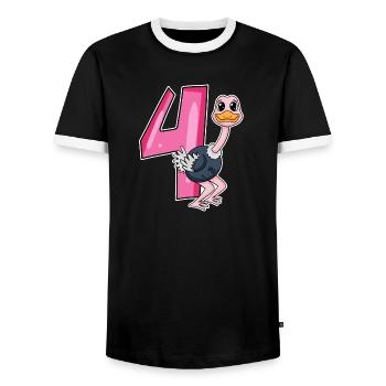4 Jahre alt - 4. Geburtstag mit Tier Motiv - Männer Kontrast-T-Shirt - Schwarz/Weiß - Vorne - AI Model Female 172 light (172cm) & AI Model Male 178 light (178cm)