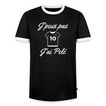 foot, fan de foot, footballeur - T-shirt contrasté Homme - noir/blanc - Devant - AI Model Female 172 light (172cm) & AI Model Male 178 light (178cm)