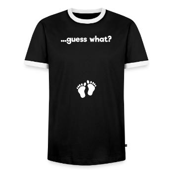 Déclaration de grossesse Parents Baby Feet Baby Bump - T-shirt contrasté Homme - noir/blanc - Devant - AI Model Female 172 light (172cm) & AI Model Male 178 light (178cm)