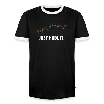 Halten Sie es einfach bitcoin - Männer Kontrast-T-Shirt - Schwarz/Weiß - Vorne - AI Model Female 172 light (172cm) & AI Model Male 178 light (178cm)