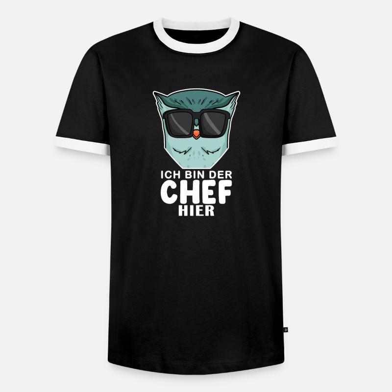 Cool Eule Chef - Männer Kontrast-T-Shirt - Schwarz/Weiß