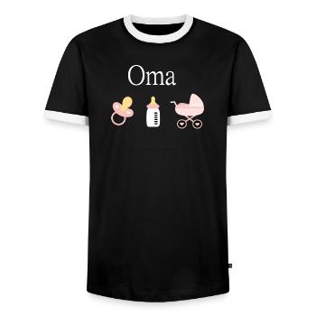 Oma 2023 Geburt Mädchen Vorlage personalisierbar - Männer Kontrast-T-Shirt - Schwarz/Weiß - Vorne - AI Model Female 172 light (172cm) & AI Model Male 178 light (178cm)