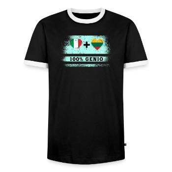 Italy and Lithuania 100% genius flag - Men's Ringer Shirt - black/white - Front - AI Model Female 172 light (172cm) & AI Model Male 178 light (178cm)