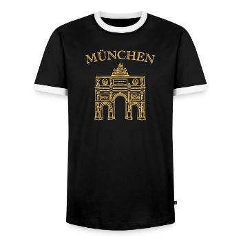 Porte de la Victoire emblématique Munich - T-shirt contrasté Homme - noir/blanc - Devant - AI Model Female 172 light (172cm) & AI Model Male 178 light (178cm)
