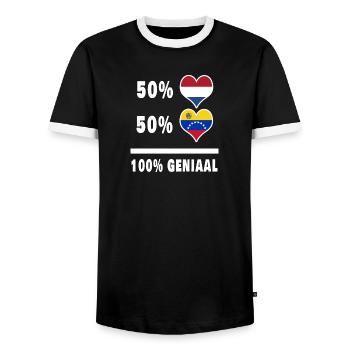 Venezuela et Pays-Bas Drapeau 100% Genius - T-shirt contrasté Homme - noir/blanc - Devant - AI Model Female 172 light (172cm) & AI Model Male 178 light (178cm)