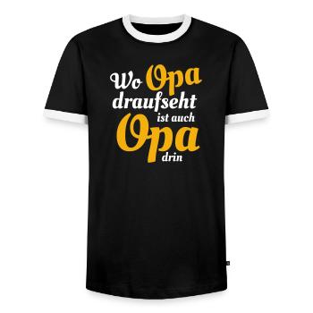 opa drin - Männer Kontrast-T-Shirt - Schwarz/Weiß - Vorne - AI Model Female 172 light (172cm) & AI Model Male 178 light (178cm)