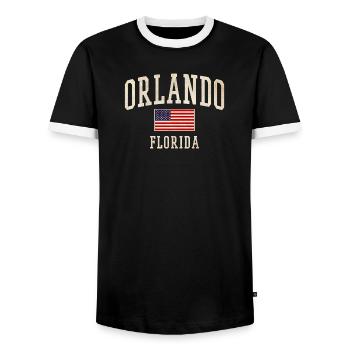 Orlando Florida Vintage Flag Design - Männer Kontrast-T-Shirt - Schwarz/Weiß - Vorne - AI Model Female 172 light (172cm) & AI Model Male 178 light (178cm)