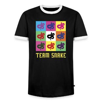 Team Snake - Men's Ringer Shirt - black/white - Front - AI Model Female 172 light (172cm) & AI Model Male 178 light (178cm)