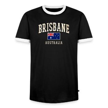 Brisbane, Australie, Vintage Flag Design - T-shirt contrasté Homme - noir/blanc - Devant - AI Model Female 172 light (172cm) & AI Model Male 178 light (178cm)