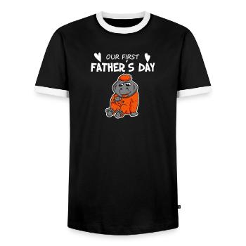 Vatertag - erster Vatertag Geschenk - Männer Kontrast-T-Shirt - Schwarz/Weiß - Vorne - AI Model Female 172 light (172cm) & AI Model Male 178 light (178cm)