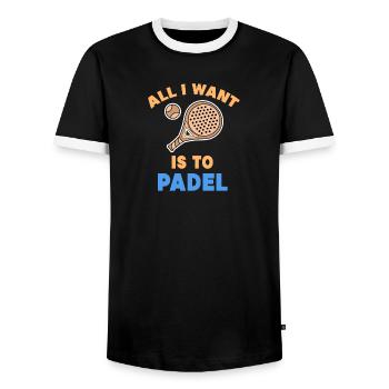 Déclaration de padel Joueurs de jeux de padel Raquettes Balles - T-shirt contrasté Homme - noir/blanc - Devant - AI Model Female 172 light (172cm) & AI Model Male 178 light (178cm)